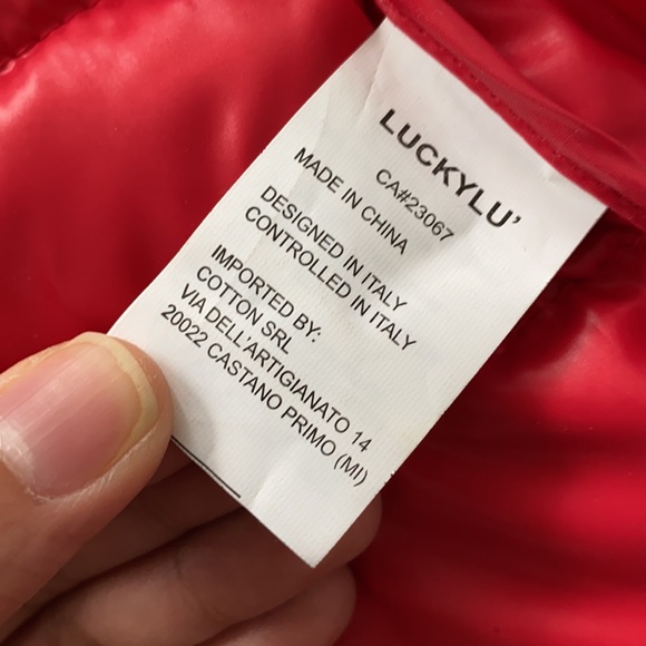 Luckylu Milano Pocketable Red Puffer Light Down Short Jacket - Picture 10 of 12